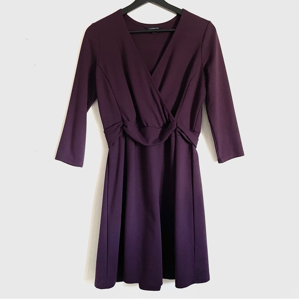 Lands' End Ponte Faux Wrap Mini Dress Size S (6 - 8) EUC - Picture 2 of 12